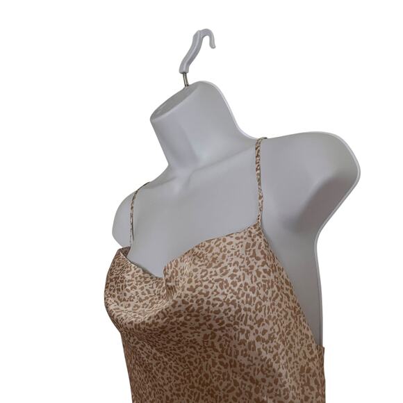 Abercrombie and Fitch Y2K Slip Dress Womens Small Cowl Neck Cheetah Print Mini - Picture 14 of 16